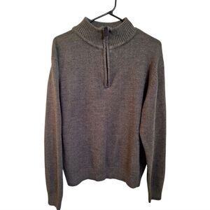 Northcrest 1/4 Zip Gray Cable Knit Sweater Men's Size Large Grandpa